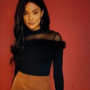 Faux Fur lined sheer top